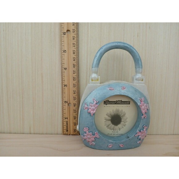 Special Moments Mini Picture Frame Purse Shape Textured Blue Gift Idea - Picture 6 of 8